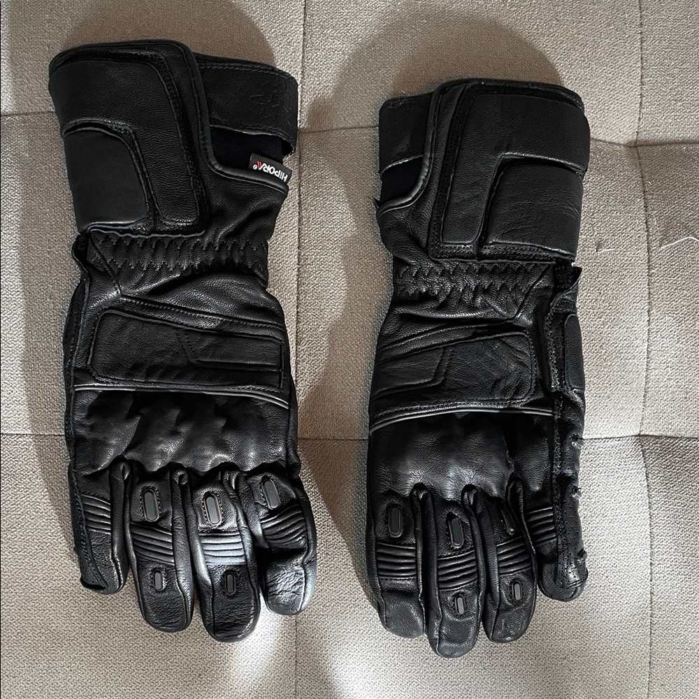 First Gear hipora waterproof Black Leather Riding Gloves